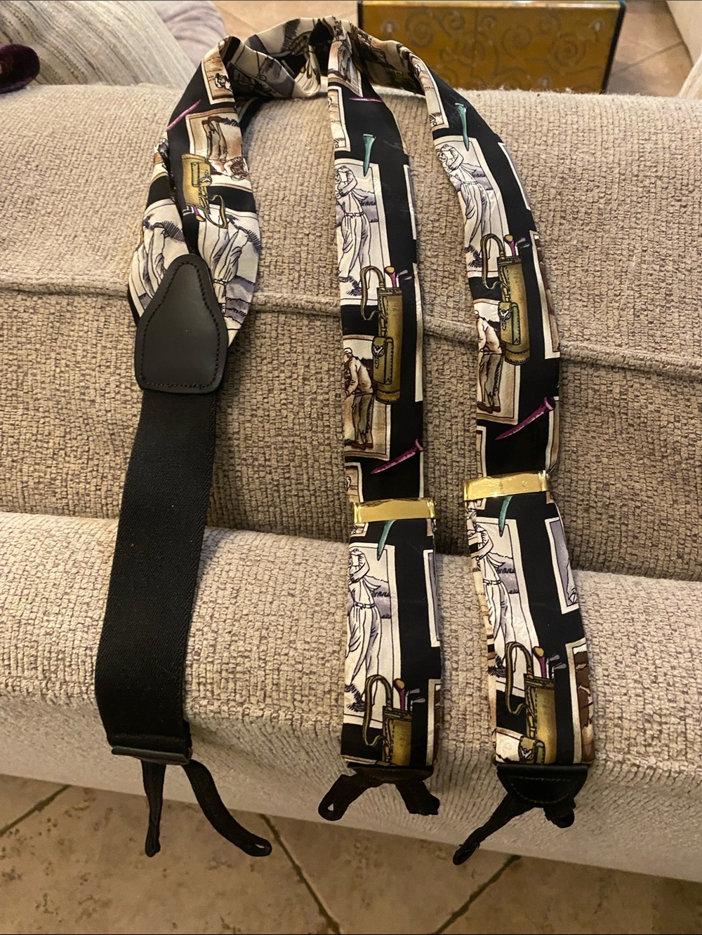 Silk golf theme suspenders